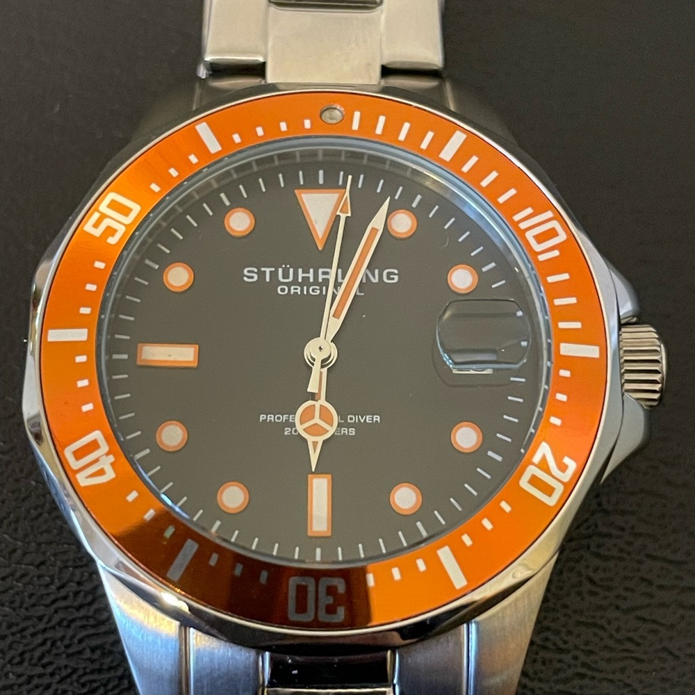 Men's Professional Diver Watch - Orange and Silver